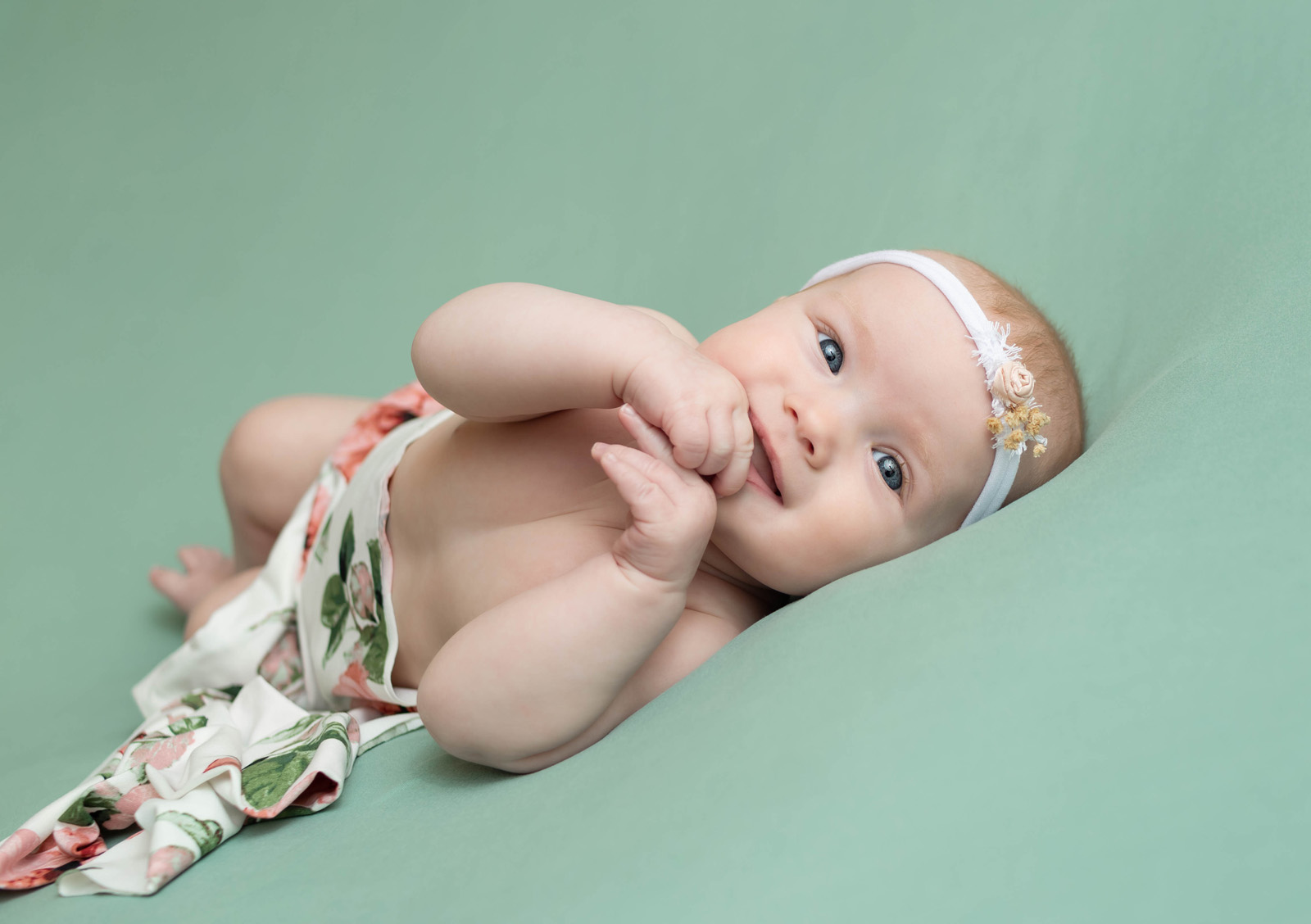Baby milestone sessions with 3 month old baby girl
