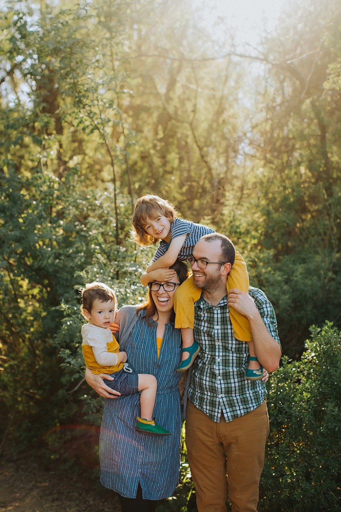 backlit family of four photo by Winnie Bruce