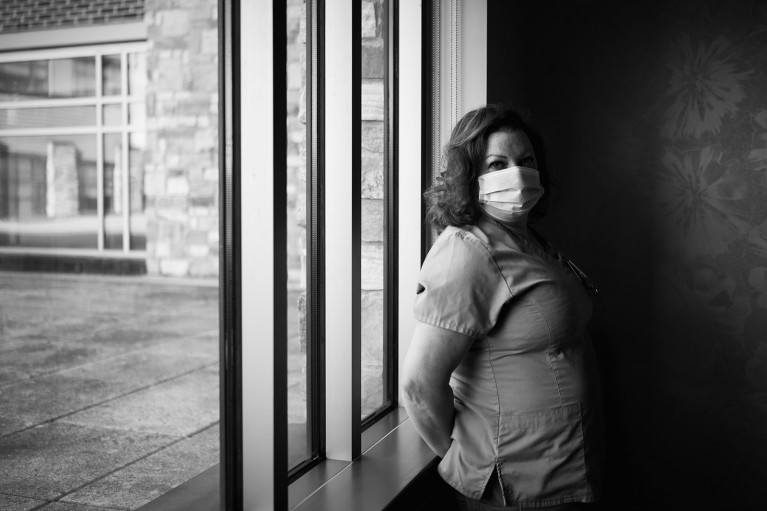Nurse wears a mask in hospital during COVID-19