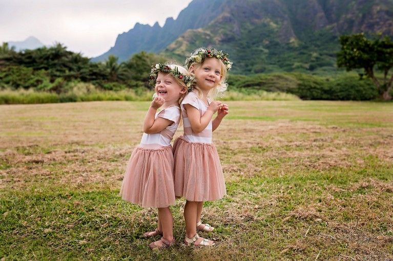 photo of two girls wearing flower crowns in Hawaii by Allison Gipson
