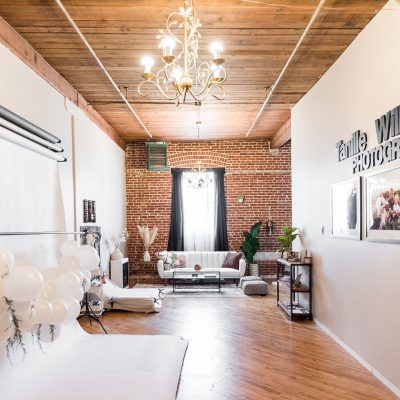 Newborn photo studio in an old warehouse