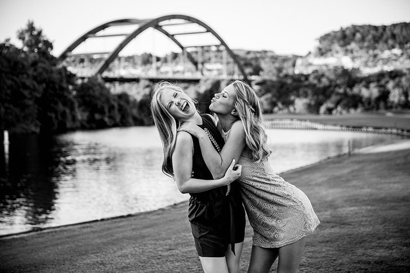 Senior twin girls during a photo session